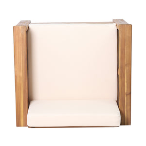 English Elm Christopher Knight Home® - Teak Acacia Wood 4-Piece Outdoor Chat Set with Water-Resistant Cream Cushions, Shutter Slat Design 70692.00-2_70844.00