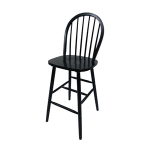 English Elm Christopher Knight Home® - BARSTOOL Solid Rubberwood Set of 2 Black Farmhouse Spindle Back Counter Stools with Glossy Finish 63723.00