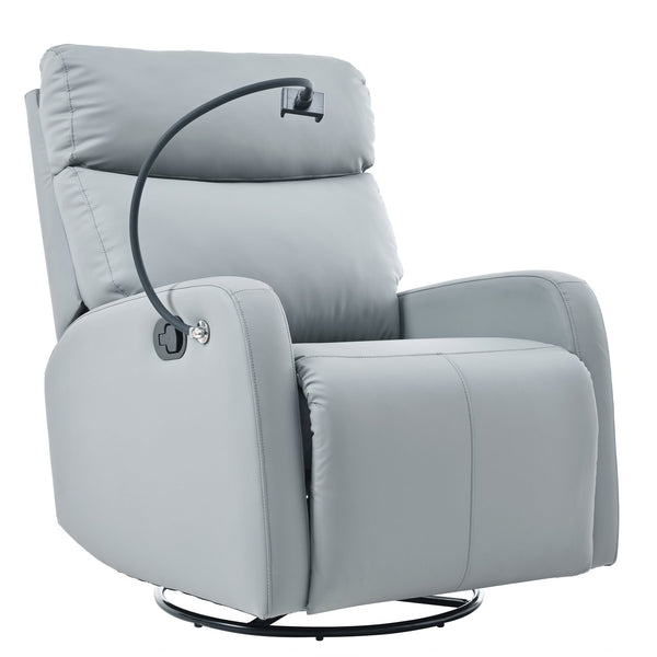 English Elm Swivel 360° Rocker Recliner Chair with Glider, 95-160° Manual Recline, 30° Rocking, Nursery Seat (Blue-Gray) W1028P251470