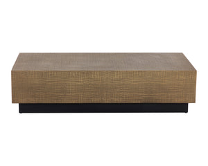 Sunpan Albans Handcrafted Coffee Table - Intricate Etched Brass Finish with Elegant Black Iron Base, 60"W