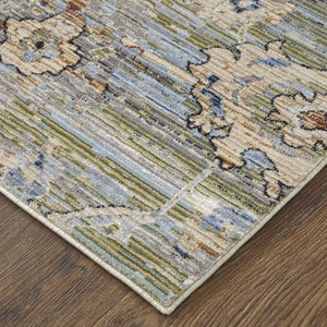 Feizy Rugs Melrose Area Rug - Turkish-crafted, Durable Floral Design With Subtle Sheen For Elegant Spaces Green,Ivory,Blue Polypropylene,Polyester,Viscose Mel39p3fgrnivyp00