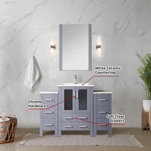 English Elm Dark Grey Single Bath Vanity With White Ceramic Top, Soft-Close Drawers, And Chrome Faucet Set B2731S01202