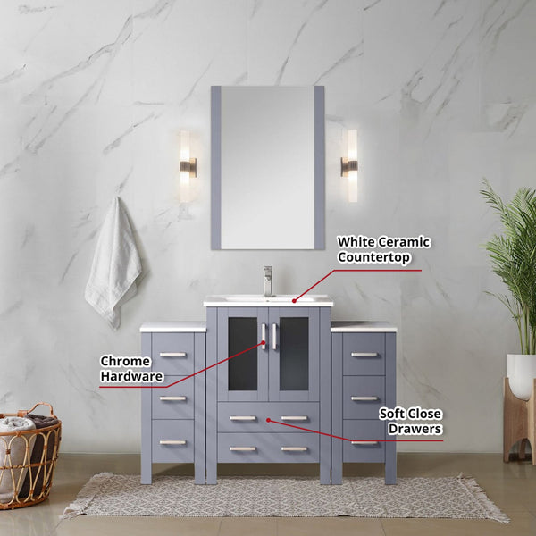 English Elm Dark Grey Single Bath Vanity With White Ceramic Top, Soft-Close Drawers, And Chrome Faucet Set B2731S01202