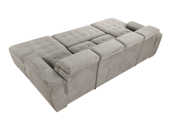 English Elm U U Shaped Sleeper Sofa with Pull-Out Bed and Hidden Chaise Storage, Plush Corduroy Comfort Light Gray W1417S00082