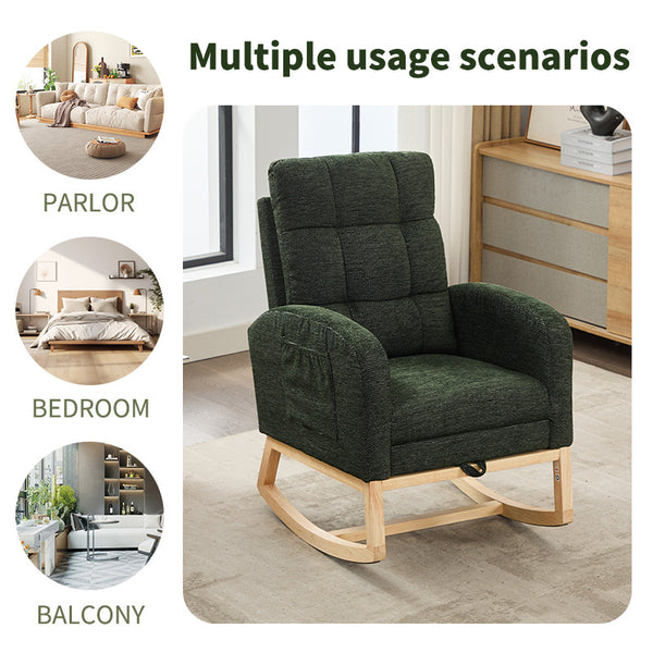 English Elm Modern Accent Rocking Chair With Solid Wood Legs, Cozy Footrest, And Stylish Side Pocket For Relaxation W2725P276959