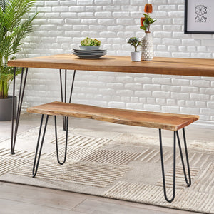 English Elm Christopher Knight Home® - BENCH, Modern Industrial Acacia Wood Dining Bench with Hairpin Iron Legs, Durable 45" Multi-Use Seat 69059.00