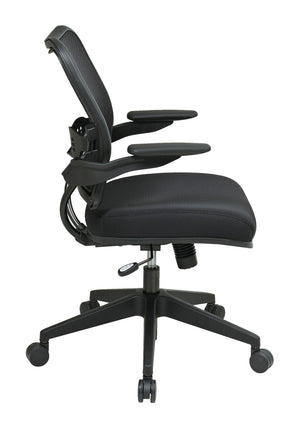 OSP Home Furnishings Deluxe Mesh Back Office Chair with Lumbar Support Synchro Tilt and Padded Arm Rests Black 13-37N1P3