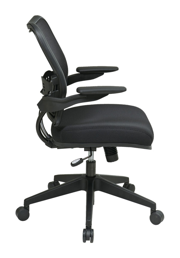 OSP Home Furnishings Deluxe Mesh Back Office Chair with Lumbar Support Synchro Tilt and Padded Arm Rests Black 13-37N1P3