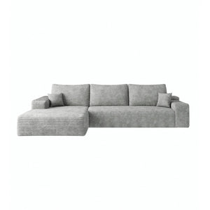 English Elm Y119-L-SLEEPER-GREY Modern Plush Corduroy Left-Arm Sleeper Sofa with Chaise, No Assembly, Cozy Lounge Antique Grey W2824P239946