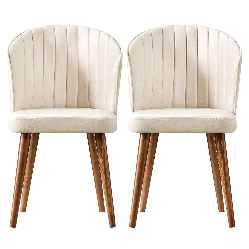 English Elm Ashcroft Furniture - Parsons Velvet Dining Chair Set of 2 with Solid Wood Tapered Legs, Full Back Comfort & Durable Fabric Beige B183P281181