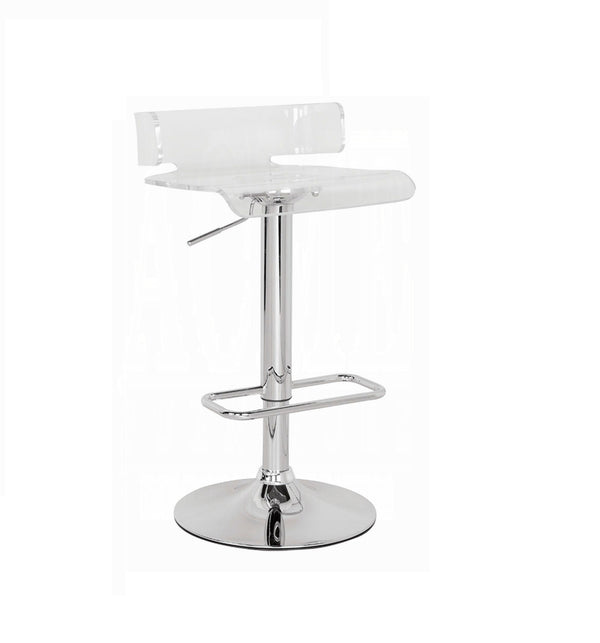 English Elm Adjustable Acrylic Swivel Bar Stool with Small Back and Gas Lift Height Control for Modern Kitchens Chrome,Clear 18 L x 18.5 W x 10 H B2741P326196