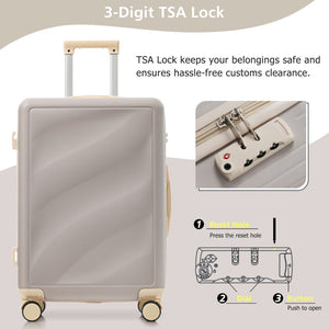 English Elm Luggage 3 Piece Hard Shell Abs Suitcase Set with Spinner Wheels and Tsa Lock Grayish Purple N730P304620V