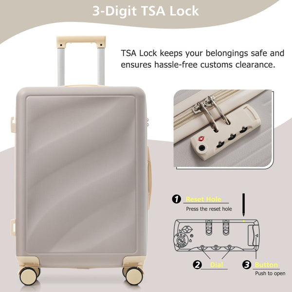 English Elm Luggage 3 Piece Hard Shell Abs Suitcase Set with Spinner Wheels and Tsa Lock Grayish Purple N730P304620V