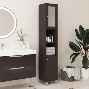 English Elm Kleankin Tall Bathroom Storage Cabinet With Mirror - Stylish Freestanding Tower For Organized Spaces W2225P217002