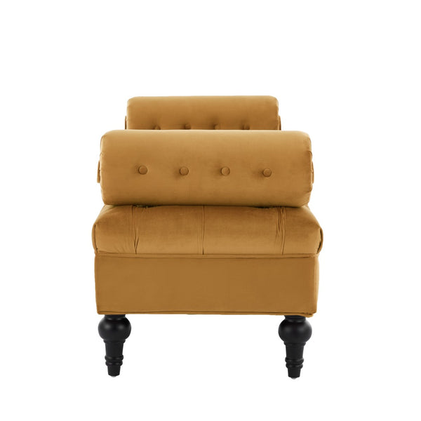 English Elm Modern Tufted Velvet Bench with Gourd Legs and Pillows for Bedroom Entryway Yellow N761P335807L