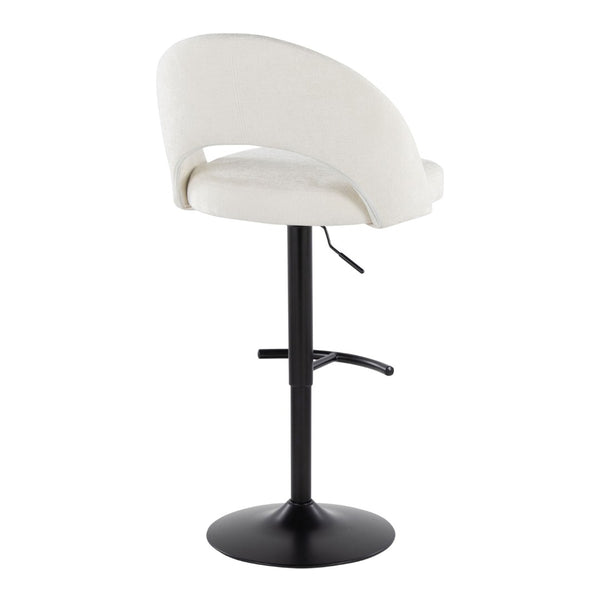 English Elm Adjustable Swivel Barstools Set of 2 Fabric Seat Black Metal Base Kitchen Counter B202S02002
