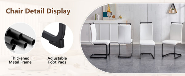 English Elm Table And Chair Set: Modern White Grain Dining Table With Storage & 8 Pu Chairs For Stylish Spaces W1151S04273-GIGA