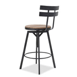 Christopher Knight Home® - Noble House - Alanis Modern Industrial Firwood Adjustable Height Swivel Barstools, Natural and Black Brushed Silver - Set of 2