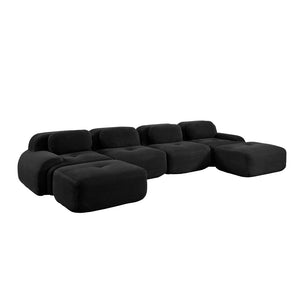 English Elm U-shaped Corduroy Sectional Sofa Modular Deep Lounge Design for Living Rooms W714S01363