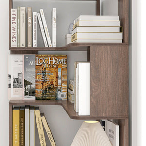 English Elm 90cm Five Tier L Shaped Corner Bookcase Open Wood Shelving for Home Office or Living Room W2899P444159
