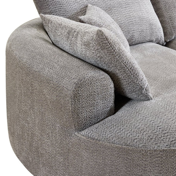 English Elm 124.5-inch Curved Chenille Sectional Sofa with Pillows Deep Seat Living Room Couch Grey W3612S00033