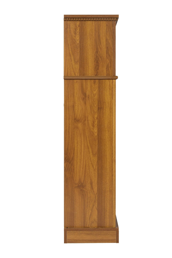 English Elm Vintage Hand-carved Solid Wood Bookcase Tall Arched Open Shelf Cabinet for Living Room W3123P485376