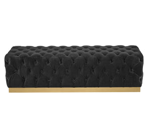 Sunpan BABETTE Bench - Luxurious Abbington Black Tufted Elegance with Brass Base for Versatile Living Spaces 105110