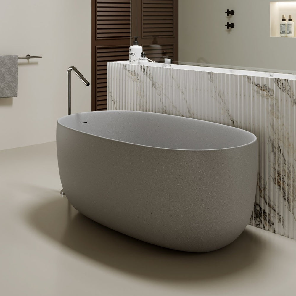 English Elm 51'' Solid Resin Stone Freestanding Soaking Tub Matte White Spa Bath with Drain W2753P478423