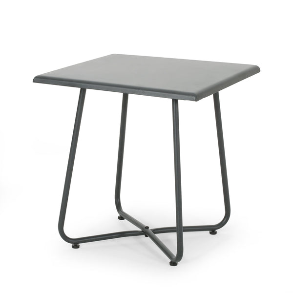 English Elm Christopher Knight Home® - ALDER Modern 18" Steel Side Table with X-Base Accent Finish – Sturdy Outdoor/Indoor End Table Grey 62848.00GRY