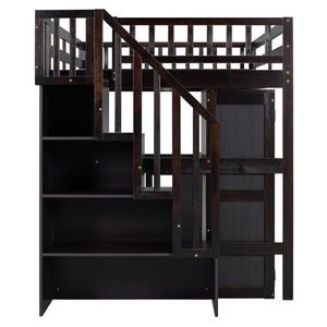 English Elm Queen Murphy Bed with Integrated Desk Cabinet Shelves Space Saving Studio Solution Espresso N708S00014P