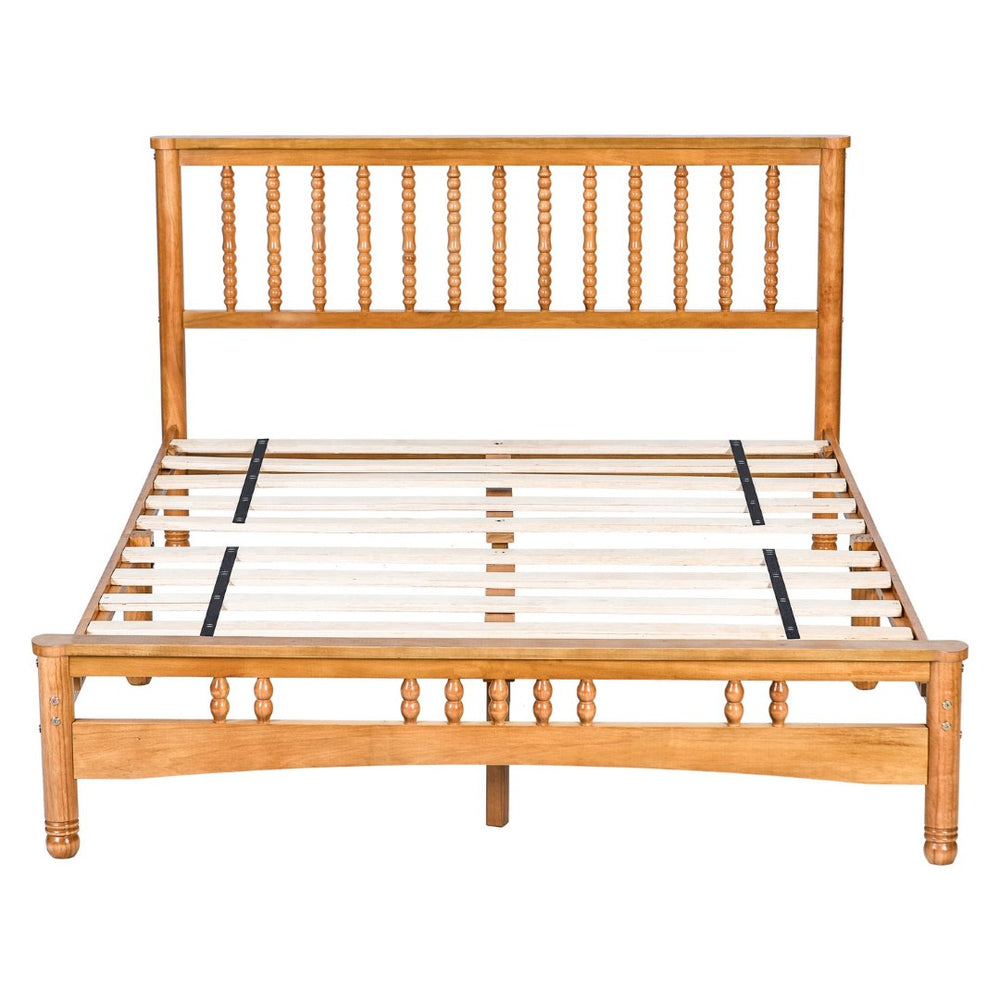 English Elm Queen Solid Wood Platform Bed Clean Lined Headboard No Box Spring Needed W1917P170227