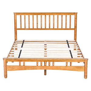 English Elm Queen Solid Wood Platform Bed Clean Lined Headboard No Box Spring Needed W1917P170227