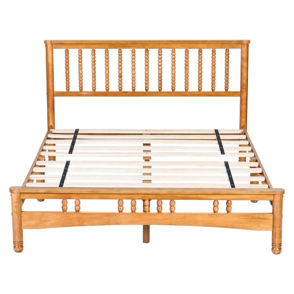 English Elm Queen Solid Wood Platform Bed Clean Lined Headboard No Box Spring Needed W1917P170227
