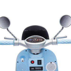 English Elm 12v Dual Motor Two Seater Kids Electric Ride on Motorcycle with Bluetooth Led and Trunk Blue W1578P268023