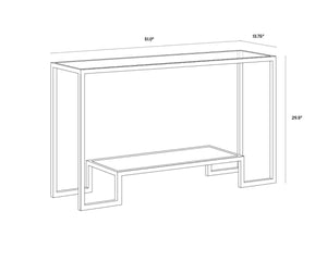 Sunpan CARVER Console Table - Elegant Mid-Century Modern Design with Glass Top & Gold Frame for Stylish Spaces 103756