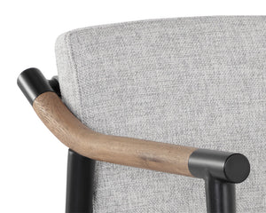 Sunpan Meadow Dining Armchair - Timeless Vault Fog Design With Sturdy Oak & Easy-clean Performance Fabric Grey Fabric 110599