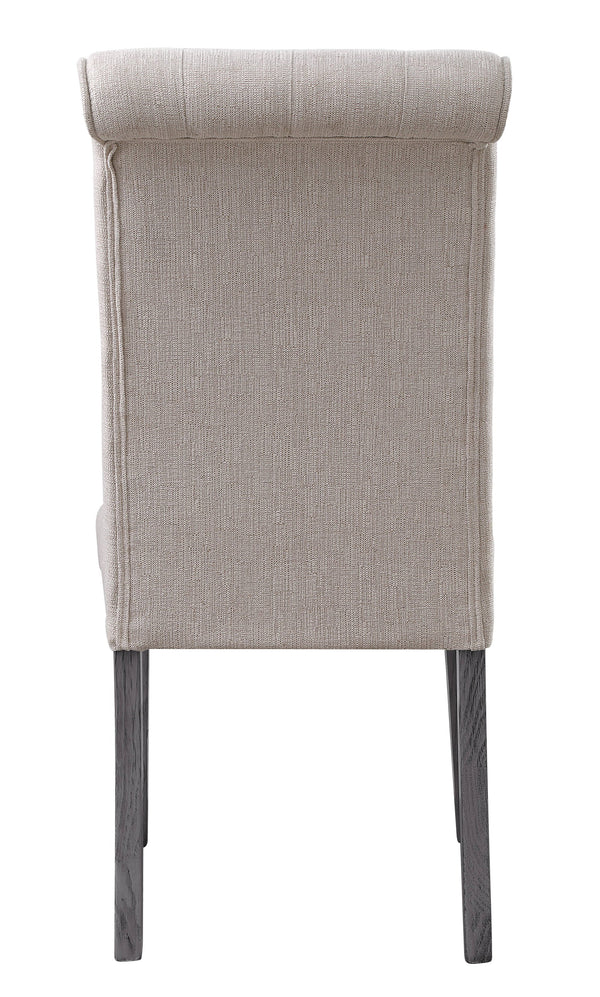 English Elm Yabeina Beige Linen Side Chair Set of 2 with Gray Finish, Button Tufted Back, 5" Cushions, 220lb Capacity B2726P288777
