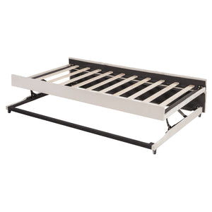 English Elm Full L-Shaped Upholstered Daybed with Pull-Out Twin Trundle, Built-In USB Ports, Modern Chic Design Beige SF000192AAA