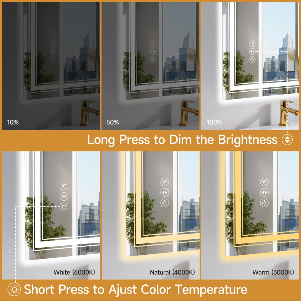 English Elm 20X28 Inch Frameless Led Bathroom Mirror - Smart Anti-Fog, Dimmable Lighting, Durable Design T3757P347013