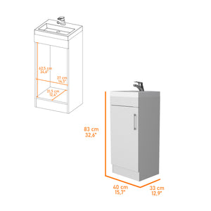 English Elm Madrid Bathroom Vanity Melamine White 1 Door Compact Modern Storage Cabinet for Small Baths B128S00012