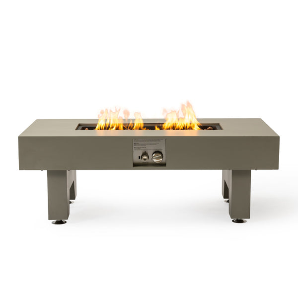 English Elm 42_Inch Iron Fire Pit Table - Stylish Outdoor Heating With 50,000 Btu, Propane Efficiency & Glass Stones W3131P277177