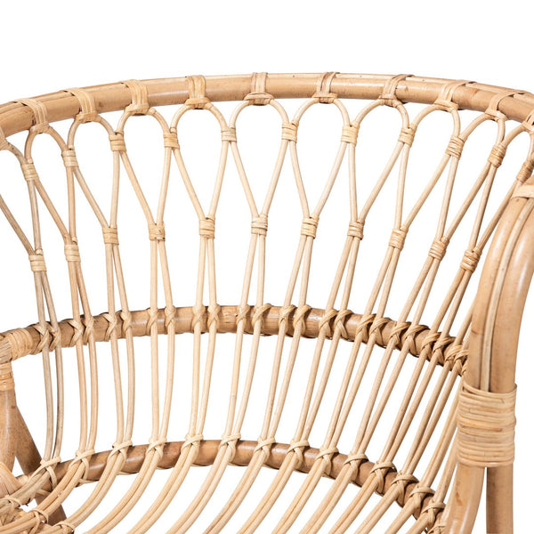 English Elm Modern Handcrafted Rattan Accent Chair Woven Lattice Boho Seating for Living Room B2750P467681