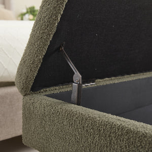 English Elm COOLMORE Teddy fabric storage bench with solid wood feet, hidden compartment for tidy bedroom organization Green W1539P242730