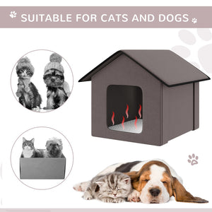 English Elm Pawhut Insulated Heated Cat Shelter Waterproof Cabin with Berber Fleece Pad Two Exits W2225P249717