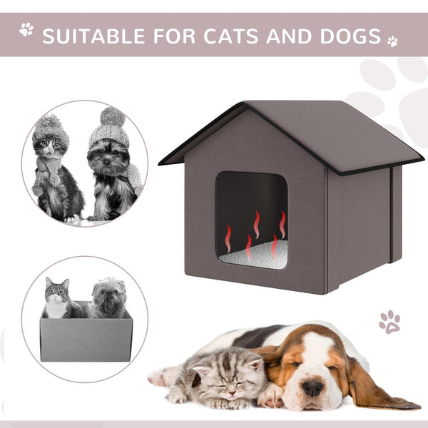 English Elm Pawhut Insulated Heated Cat Shelter Waterproof Cabin with Berber Fleece Pad Two Exits W2225P249717