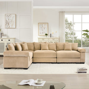 English Elm Oversized Modular Sectional Couch - Cloud-Like Comfort, Deep Seats, Extra-Wide Armrests, 12 Pillows W714S01304-GIGA