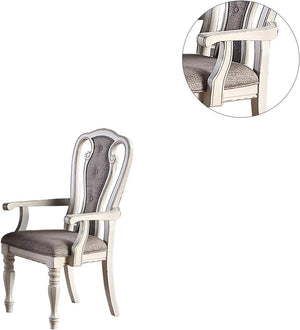 English Elm Antique Extravagant 2pc Upholstered Tufted Dining Arm Chairs with Engraved Wood, Cushioned Seats B011P222500