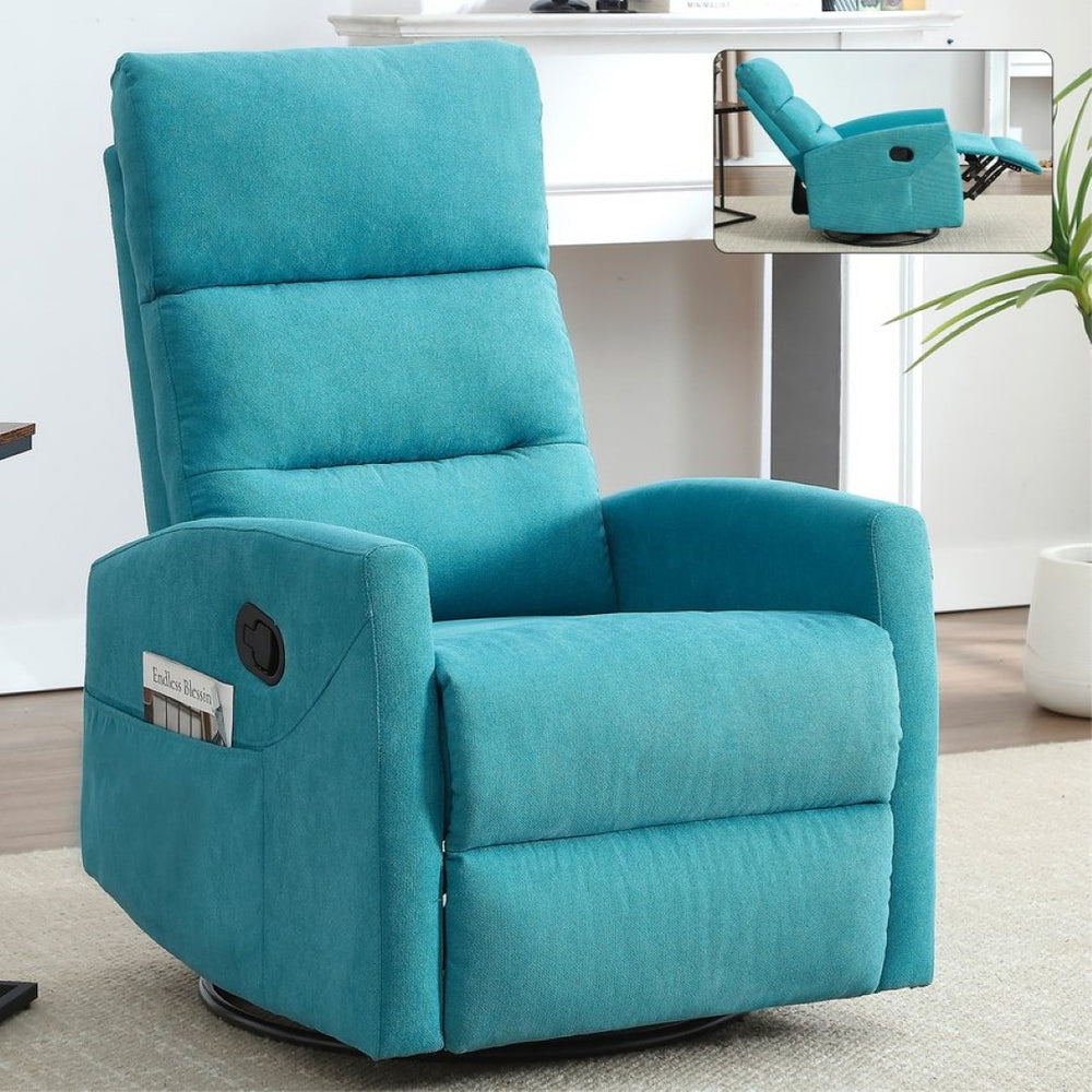 English Elm Manual Rocker Recliner with 360 Swivel Fabric Upholstery for Living Room Comfort W3224P289294