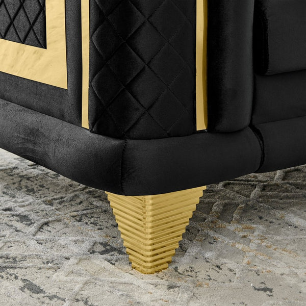 English Elm 69 Inch Tufted Velvet Loveseat Victorian Mid Century Glam with Gold Steel Trim W1191S00050