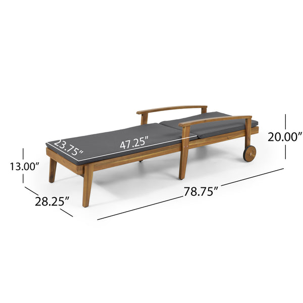 English Elm Christopher Knight Home® - JASON Chaise Lounge Crafted of Durable Acacia Wood with Adjustable 5-Position Recline and Easy-Clean Cushions Grey 71374.00DGRY